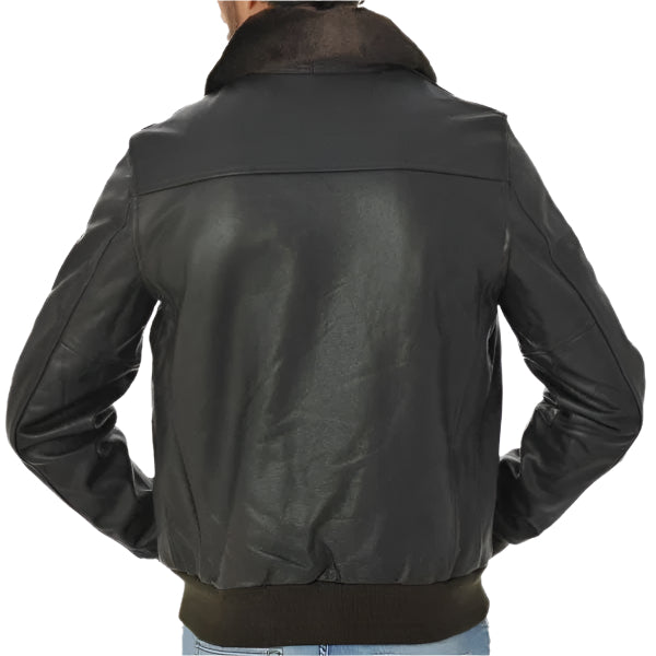 Black Cowhide Leather Aviator Jacket for Men - AMSEL LEATHERS