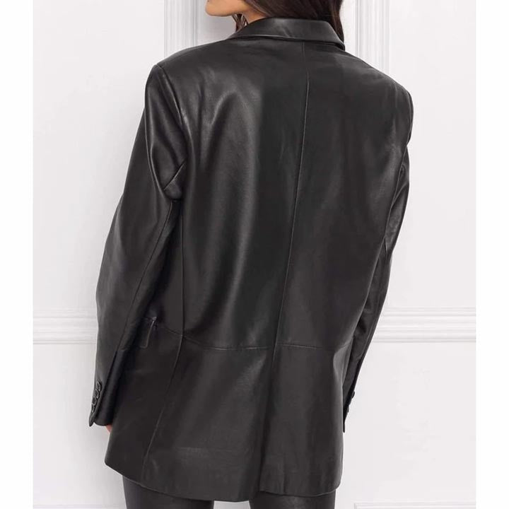 Black Leather Blazer for Women - AMSEL LEATHERS