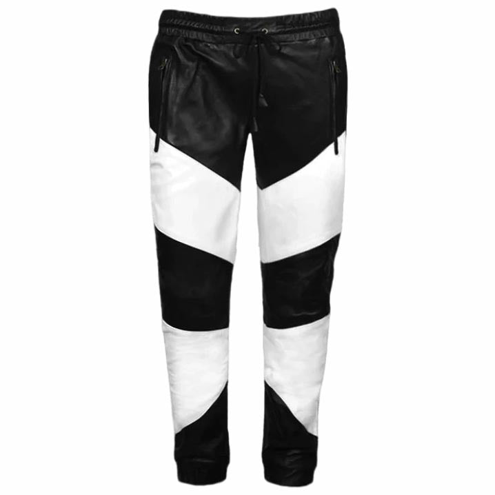 Black & White Leather Pant for Men - AMSEL LEATHERS