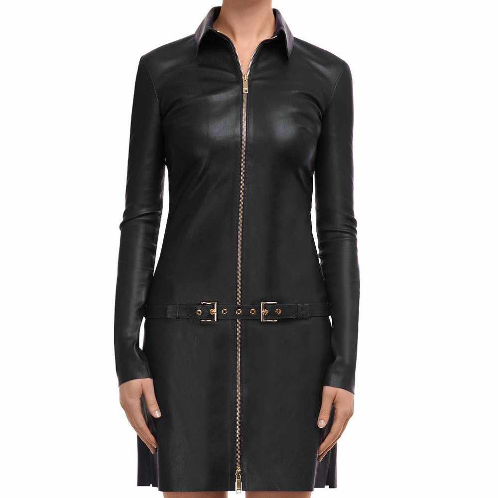 Genuine Leather Elegant Mini Party Dress for Women – Chic & Sophisticated - AMSEL LEATHERS