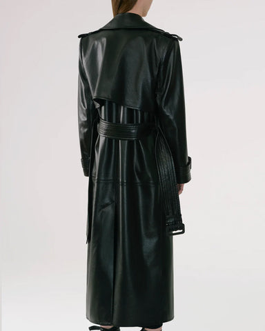 women's black sheepskin leather leather coat isolde side angle