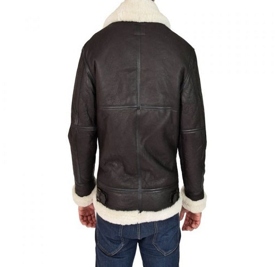 Black B3 leather aviator jacket for men
