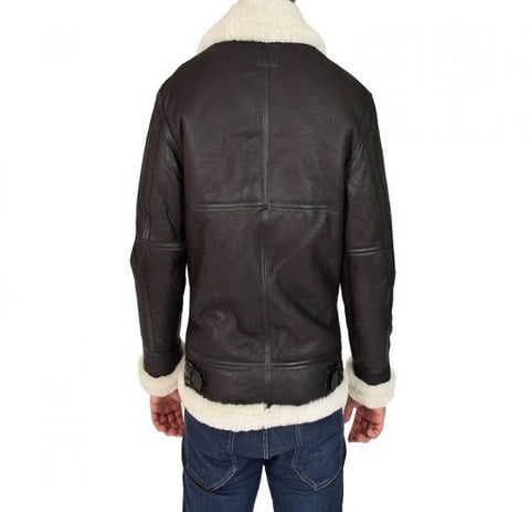 Black B3 leather aviator jacket for men
