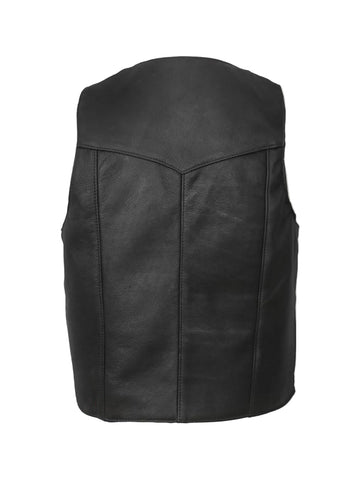 Black biker leather vest for men
