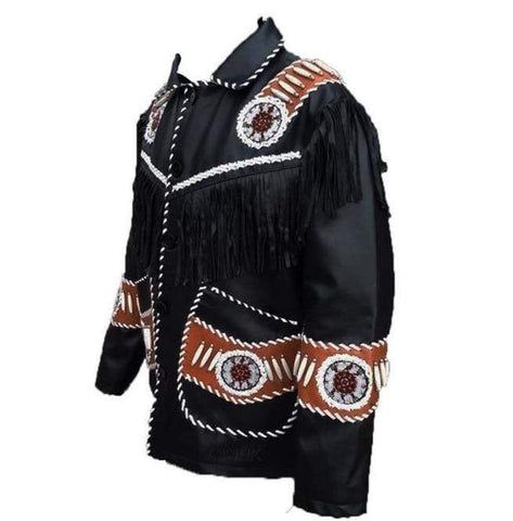 Black cowboy leather jacket for men
