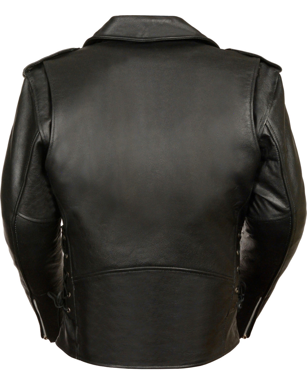 Black cowhide leather motorcycle jacket with thermal liner
