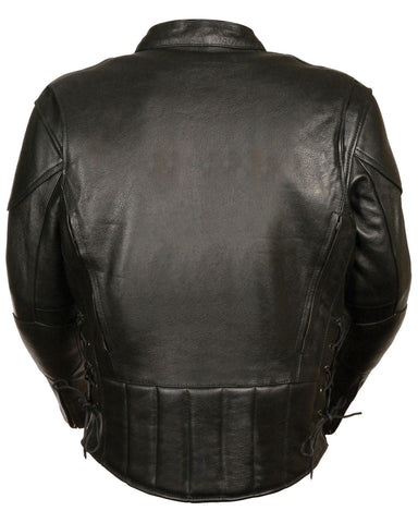 Black cowhide motorcycle jacket with thermal liner
