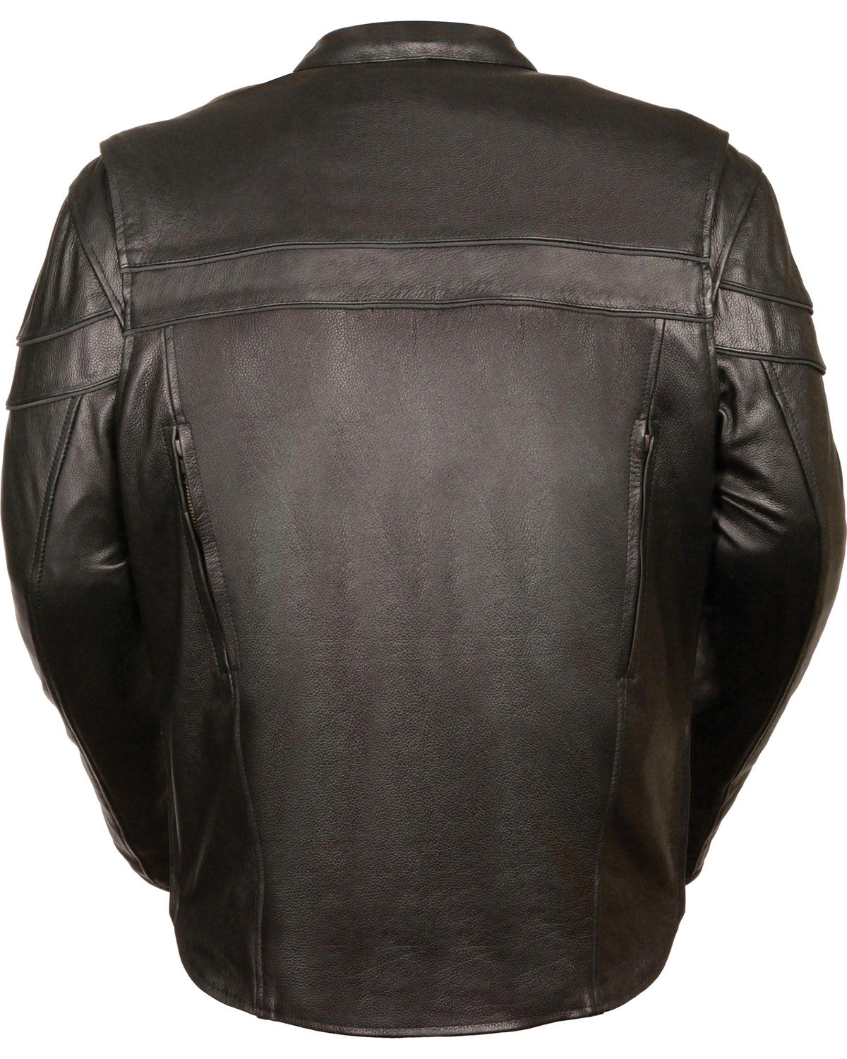 Black cowhide motorcycle jacket with zip-out liner
