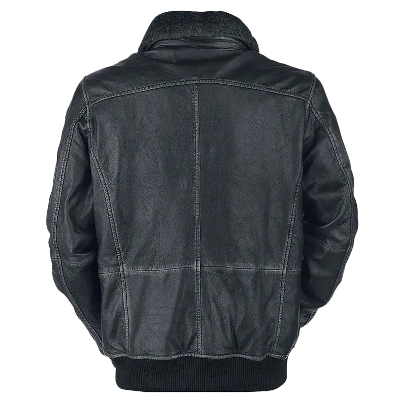 Black motorcycle racing leather jacket for men
