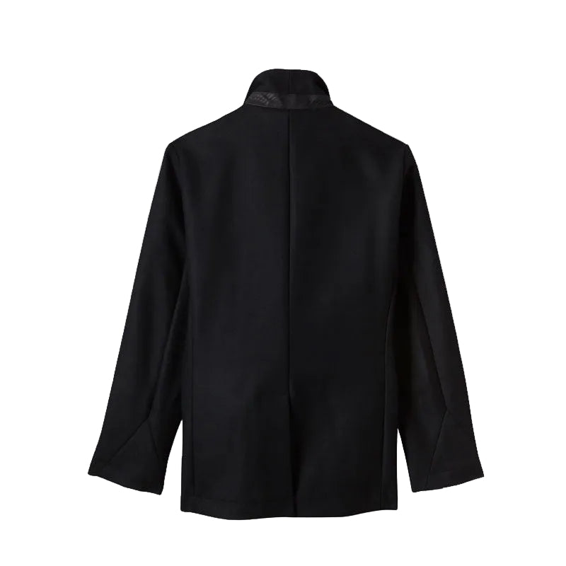 Black navy wool peacoat for men with horn buttons
