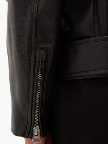 Black pure leather biker jacket for men
