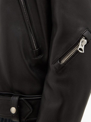 Black pure leather biker jacket for men
