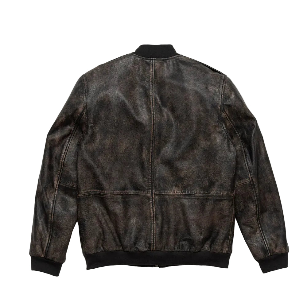 Black sheepskin flying jacket for men with shearling lining
