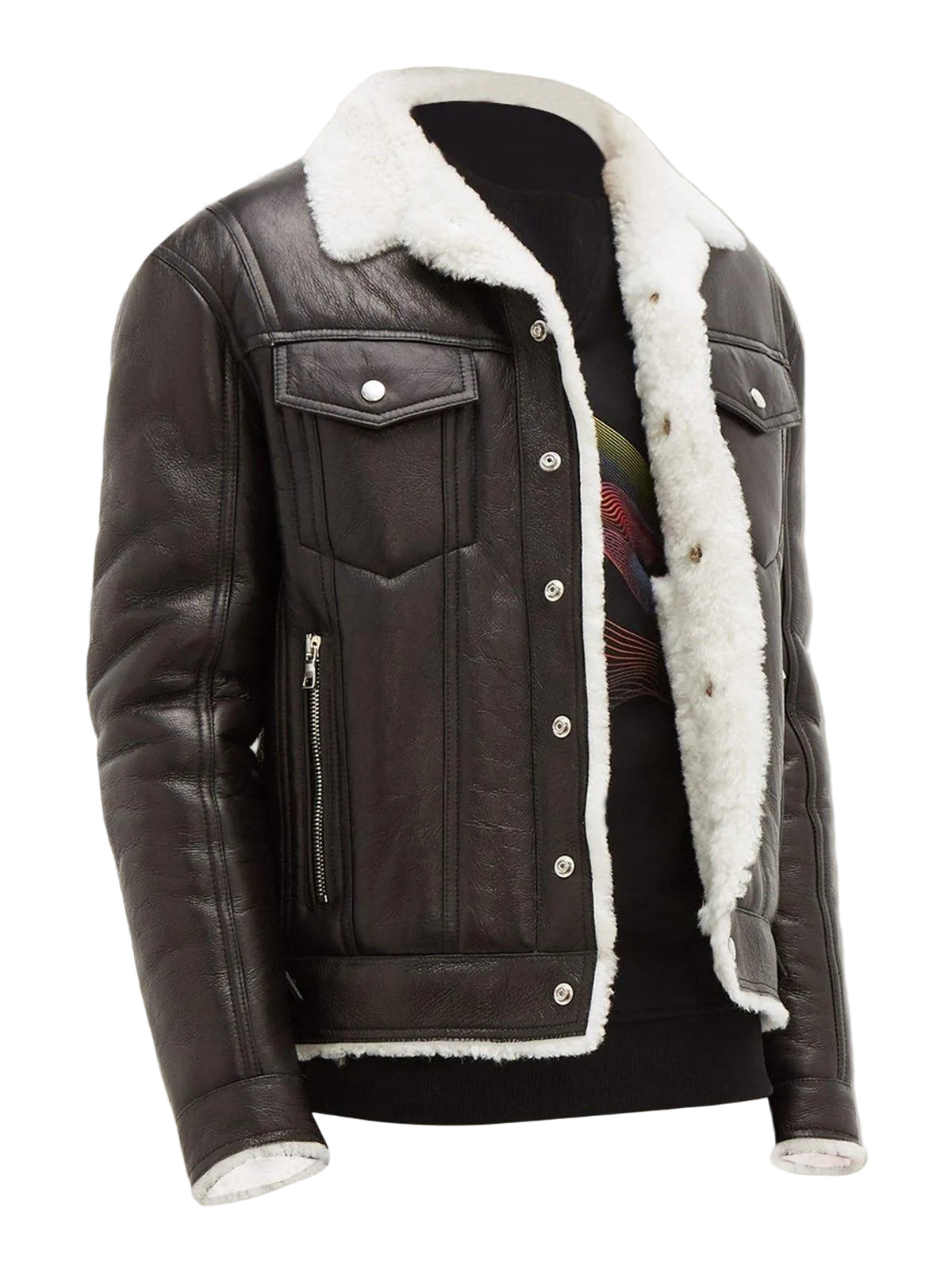Black streetstyle shearling jacket for men
