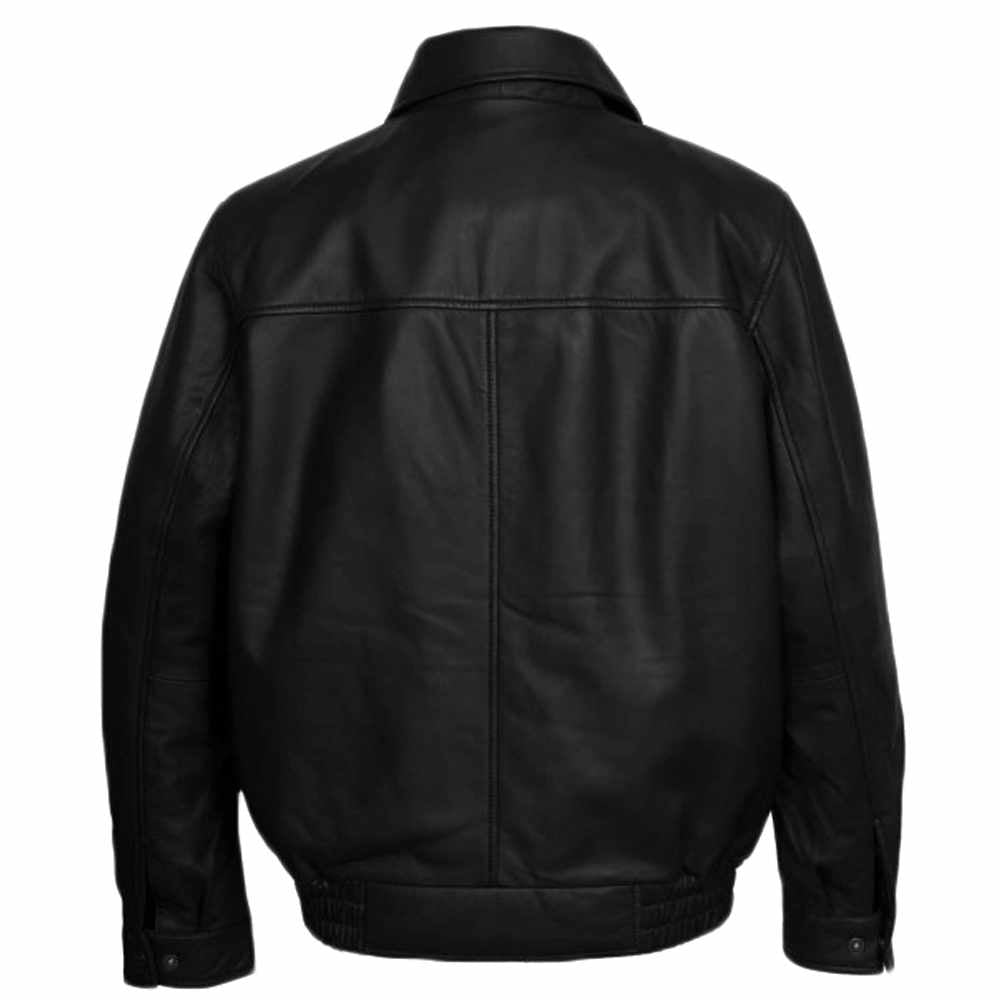 Men Bomber Genuine Black Leather Jacket - AMSEL LEATHERS