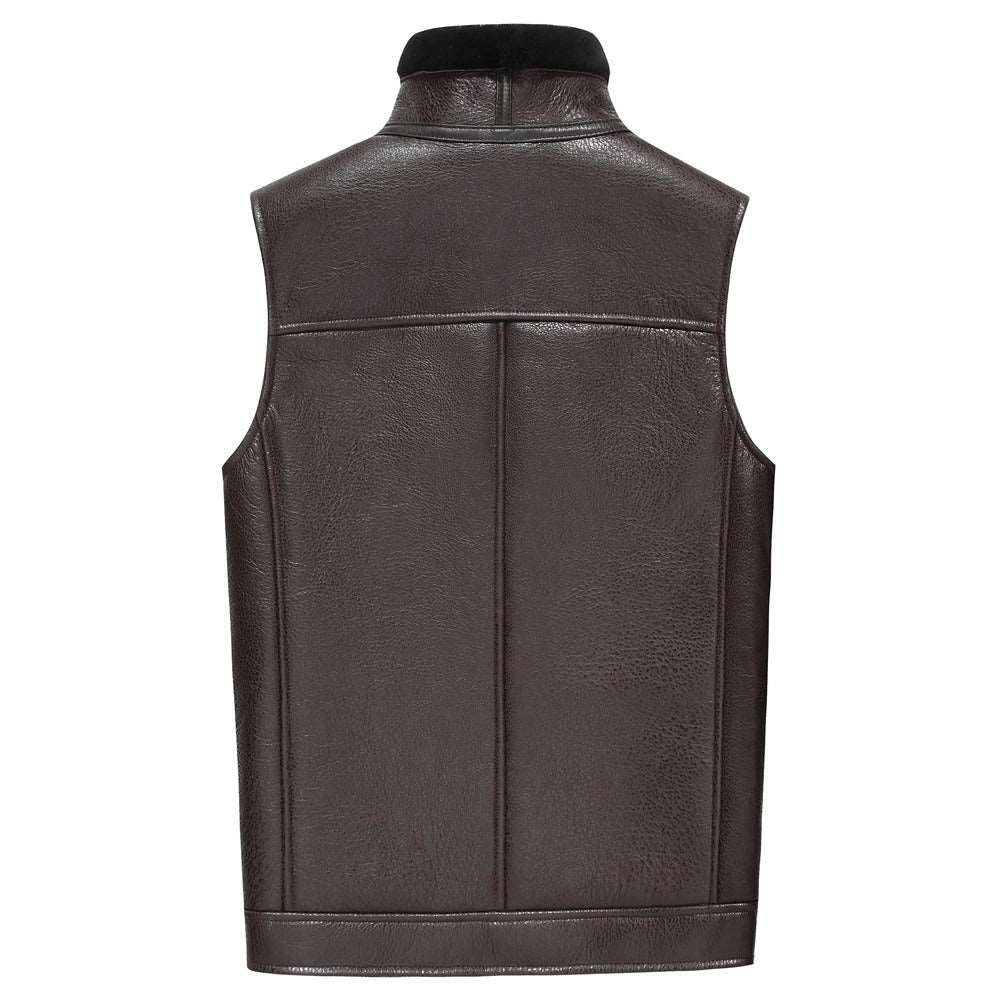 Brown Shearling Sheepskin Leather Vest for Men - AMSEL LEATHERS