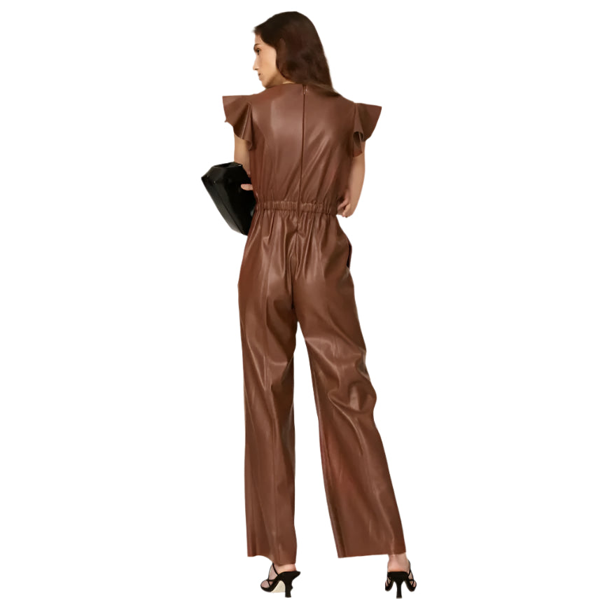 Brown Sheepskin Leather Jumpsuit for Women – Stylish & Cozy - AMSEL LEATHERS