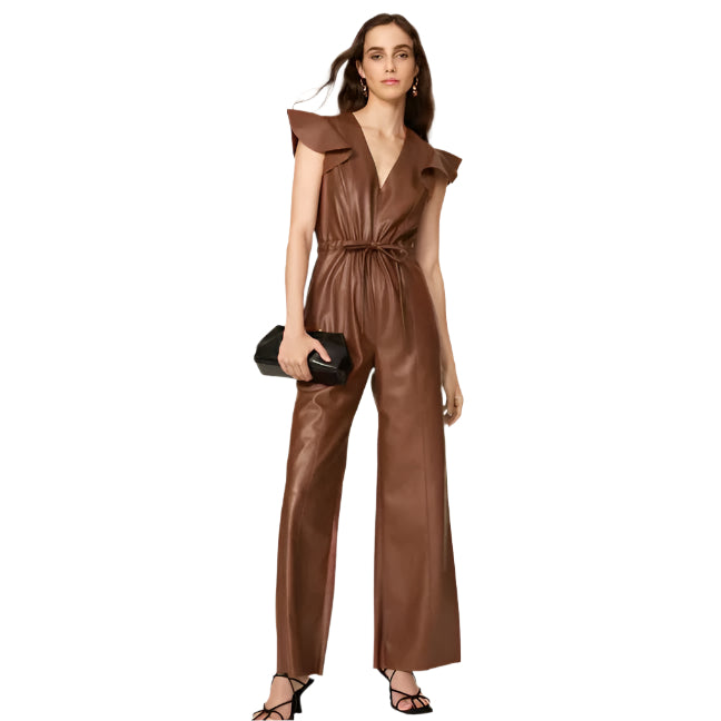 Brown Sheepskin Leather Jumpsuit for Women – Stylish & Cozy - AMSEL LEATHERS