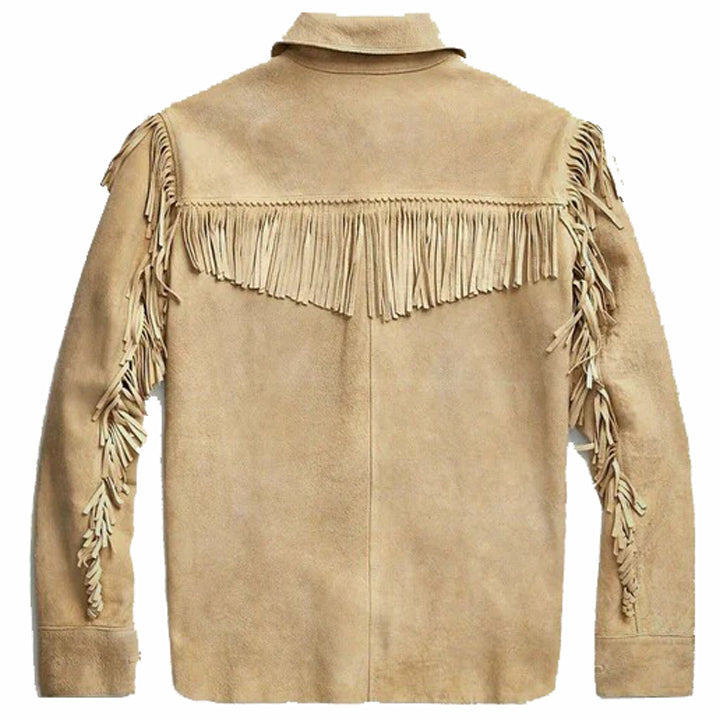 Brown Western Suede Leather Jacket For Men With Fringes - AMSEL LEATHERS