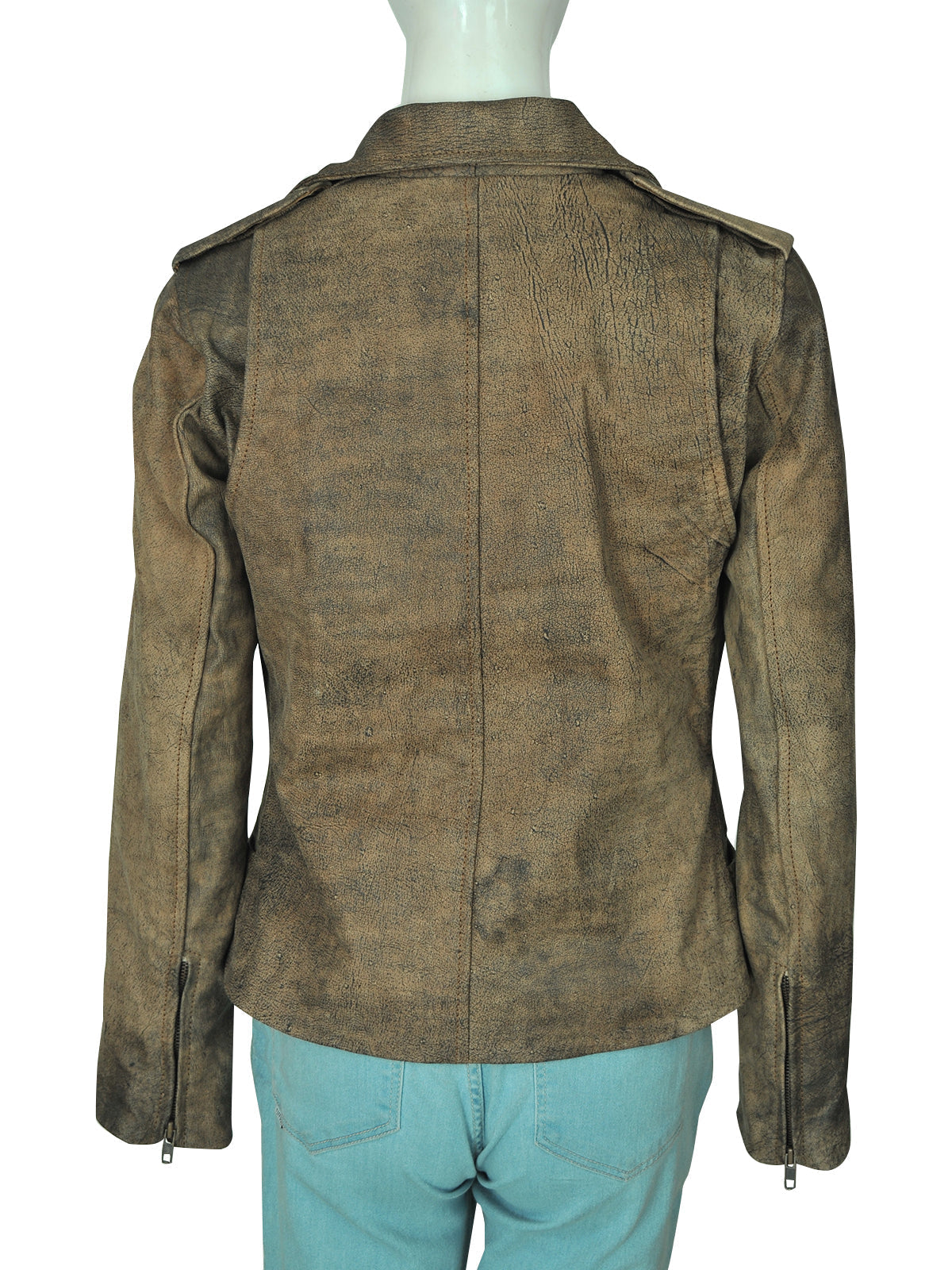 • asymmetrical biker jacket zipper detail close up
