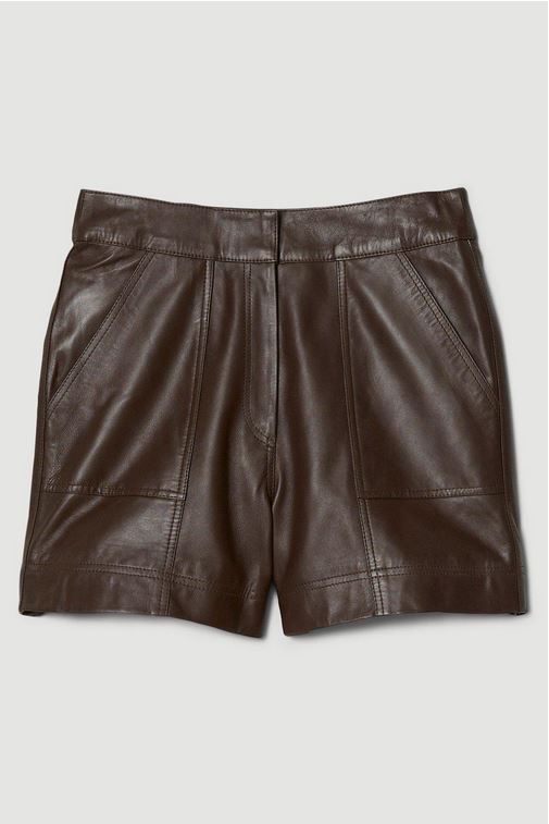 • leather shorts texture close up
