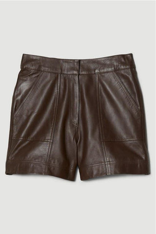 • leather shorts texture close up
