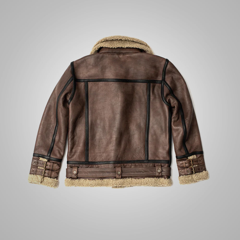 • sherpa lined leather jacket collar detail

