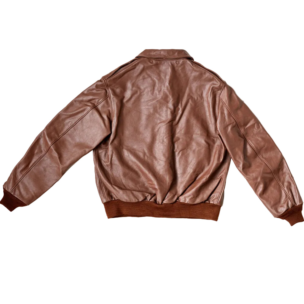 Brown A2 leather flight jacket for men
