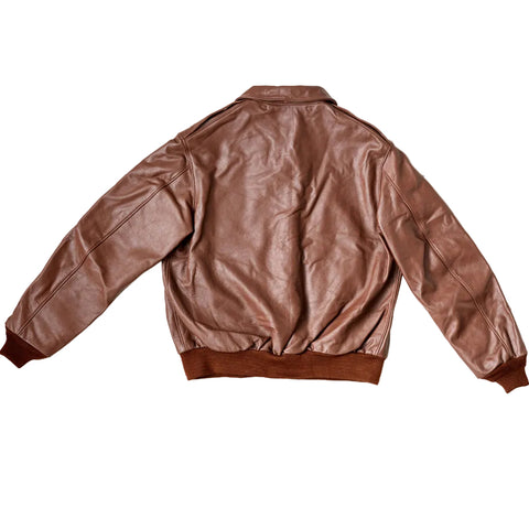 Brown A2 leather flight jacket for men
