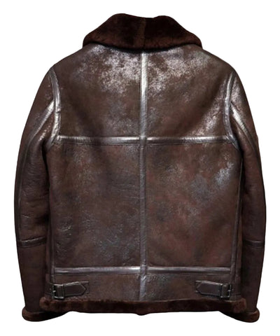 Brown B3 leather jacket with shearling collar
