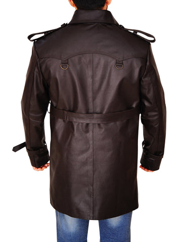 men's brown leather leather coat marlow back view