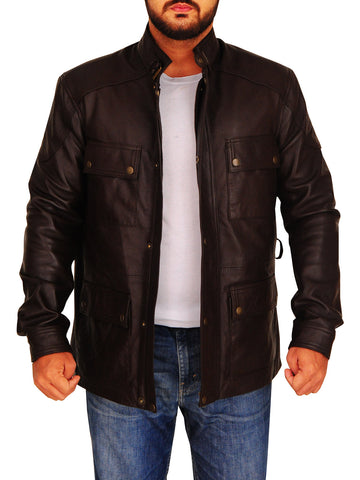 Brown button closure jacket for men
