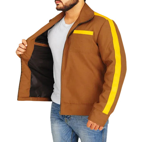 Brown casual zip jacket for men
