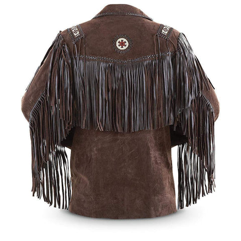Brown cowboy fringe jacket for men
