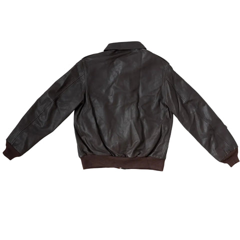 Brown horsehide leather aviator bomber jacket for men

