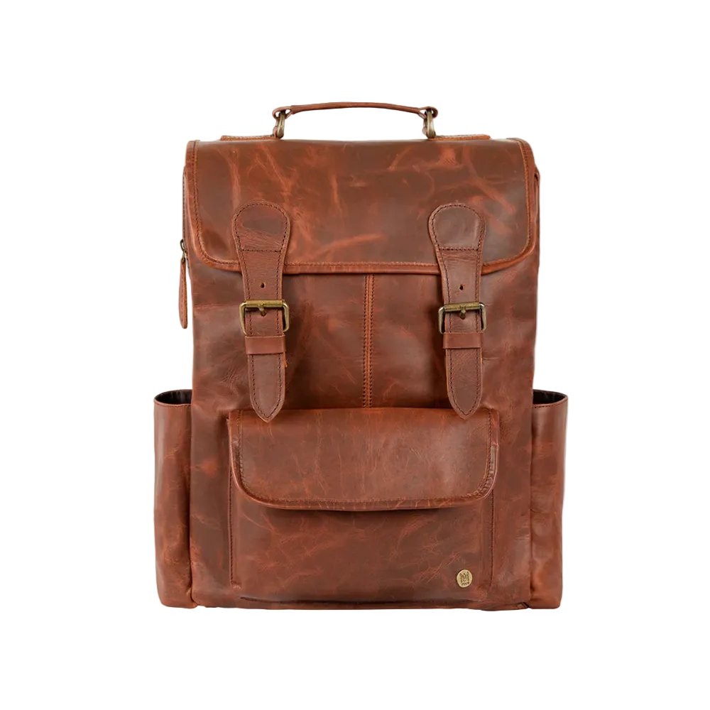 Brown lambskin leather backpack for men
