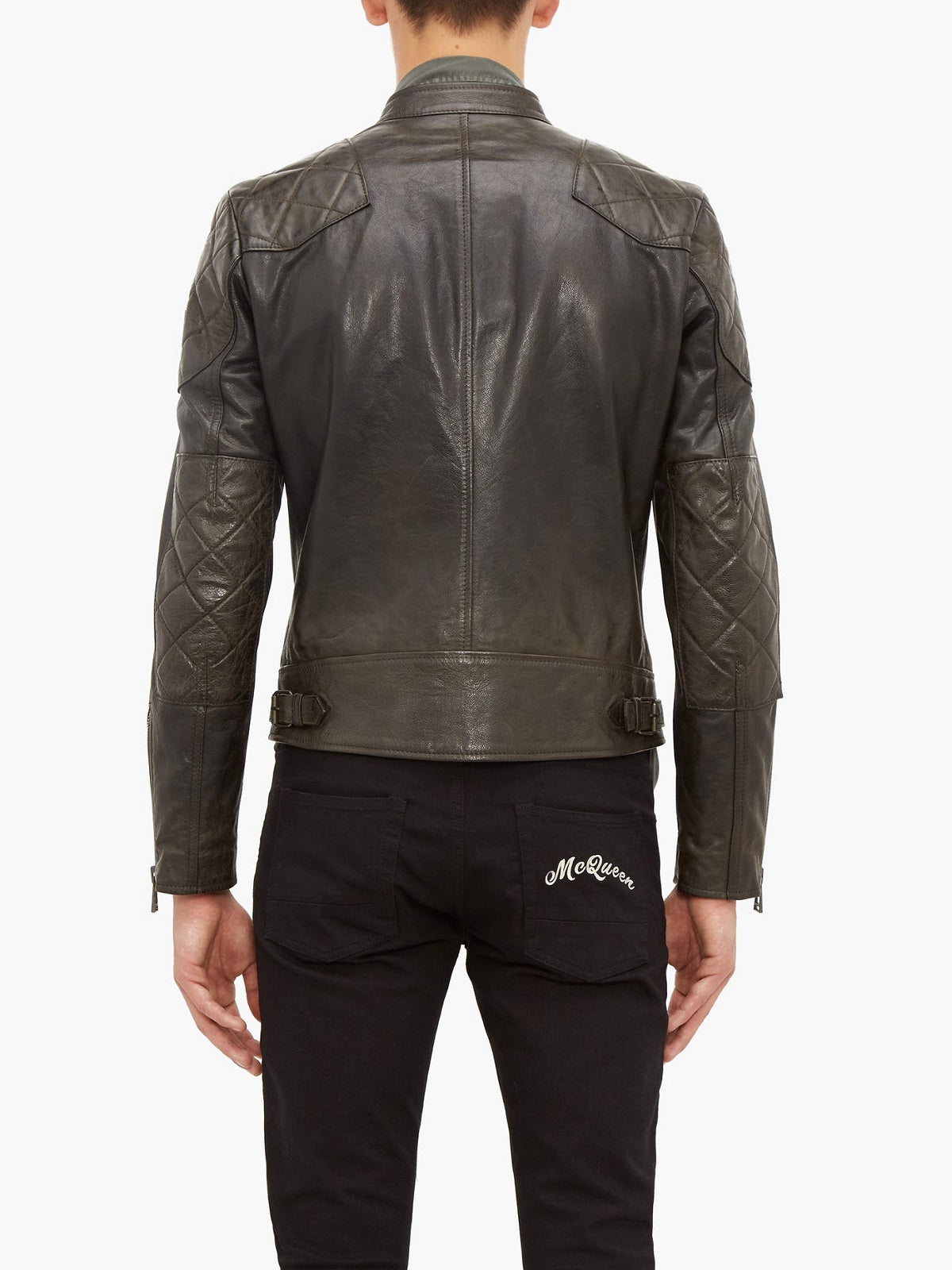 Brown leather biker jacket for men
