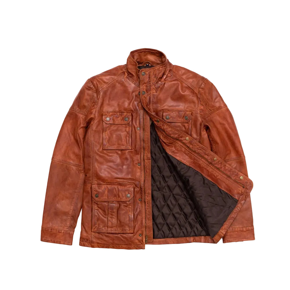 men's brown lambskin leather leather jacket henrik side angle
