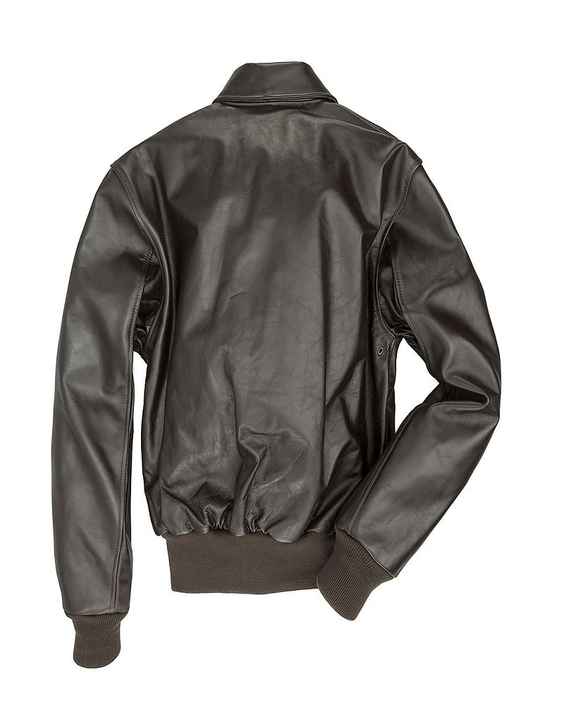 Brown leather flight jacket for men

