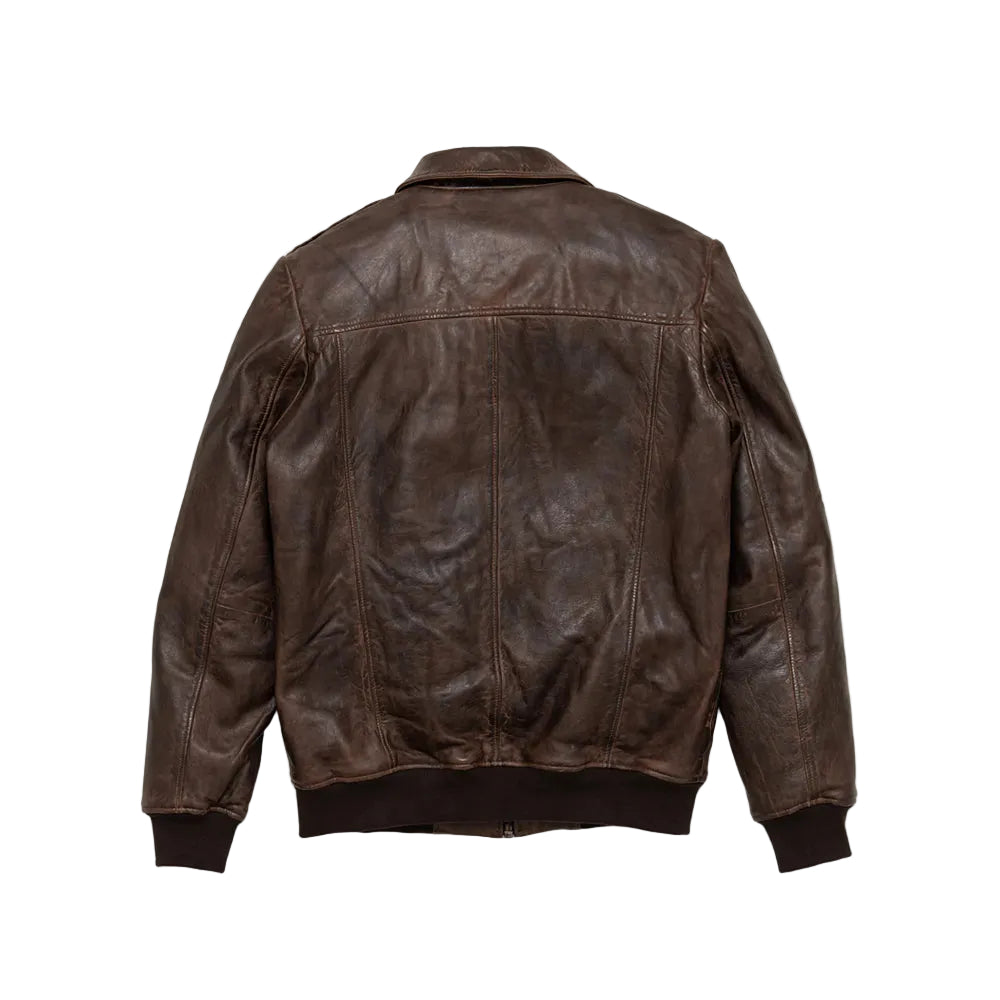 Brown leather flight jacket for men in lambskin
