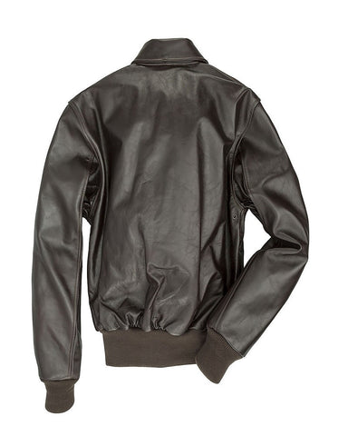 Brown leather flight jacket for men
