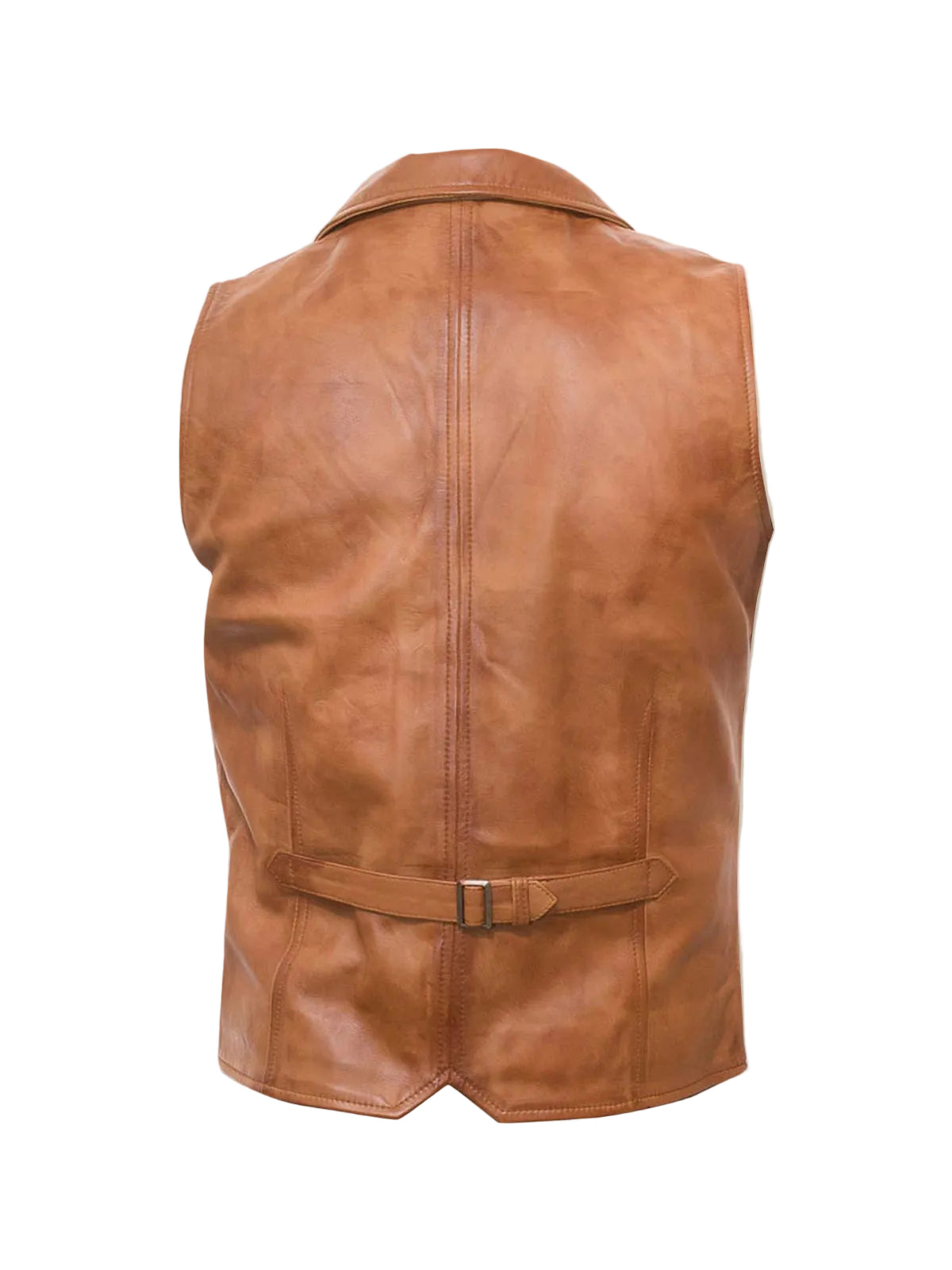 Brown leather waistcoat for men
