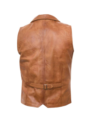 Brown leather waistcoat for men
