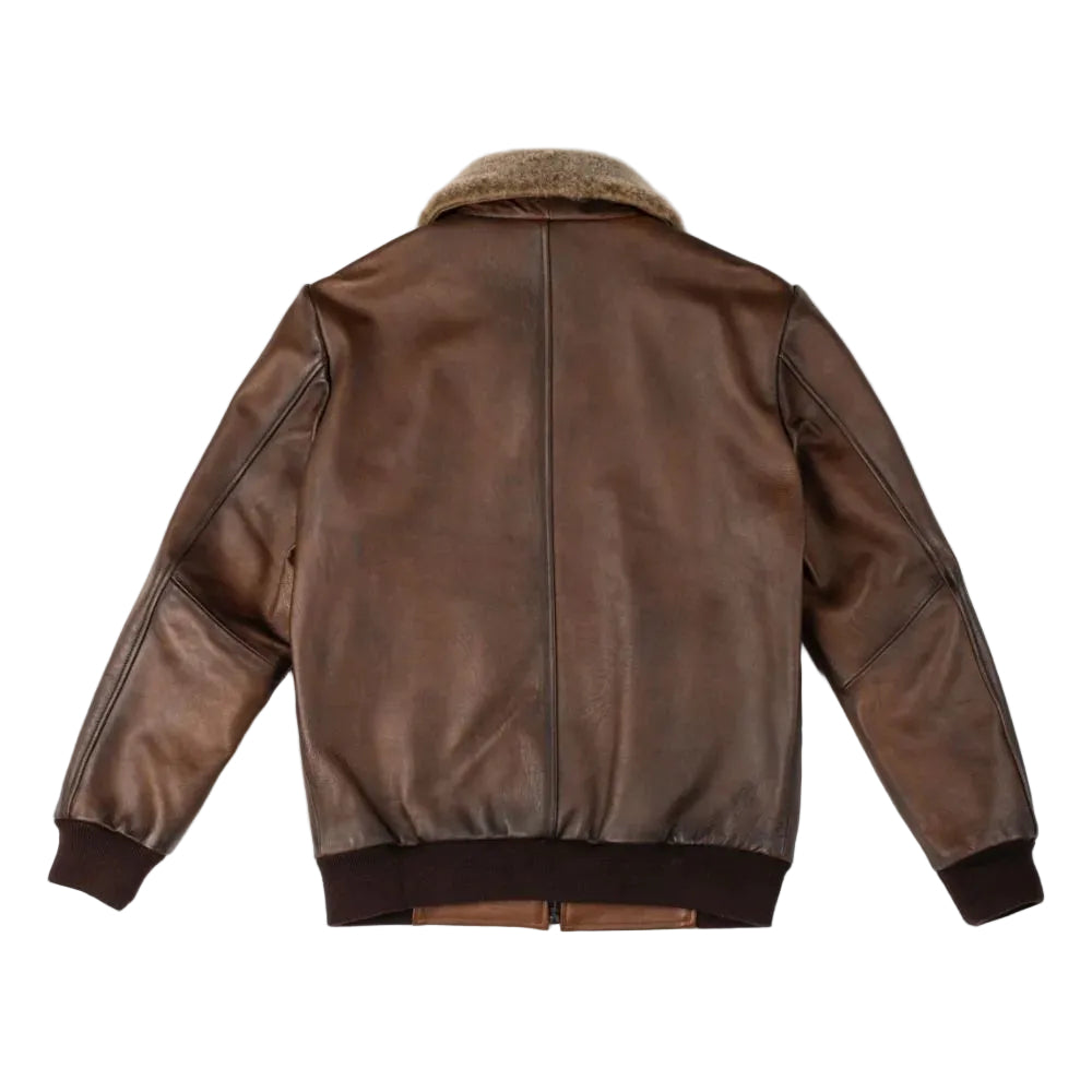 Brown military aviator jacket for men