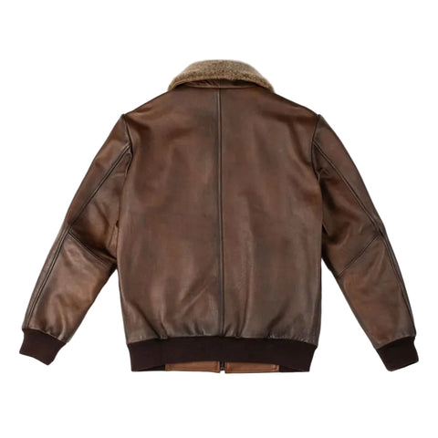 Brown military aviator jacket for men