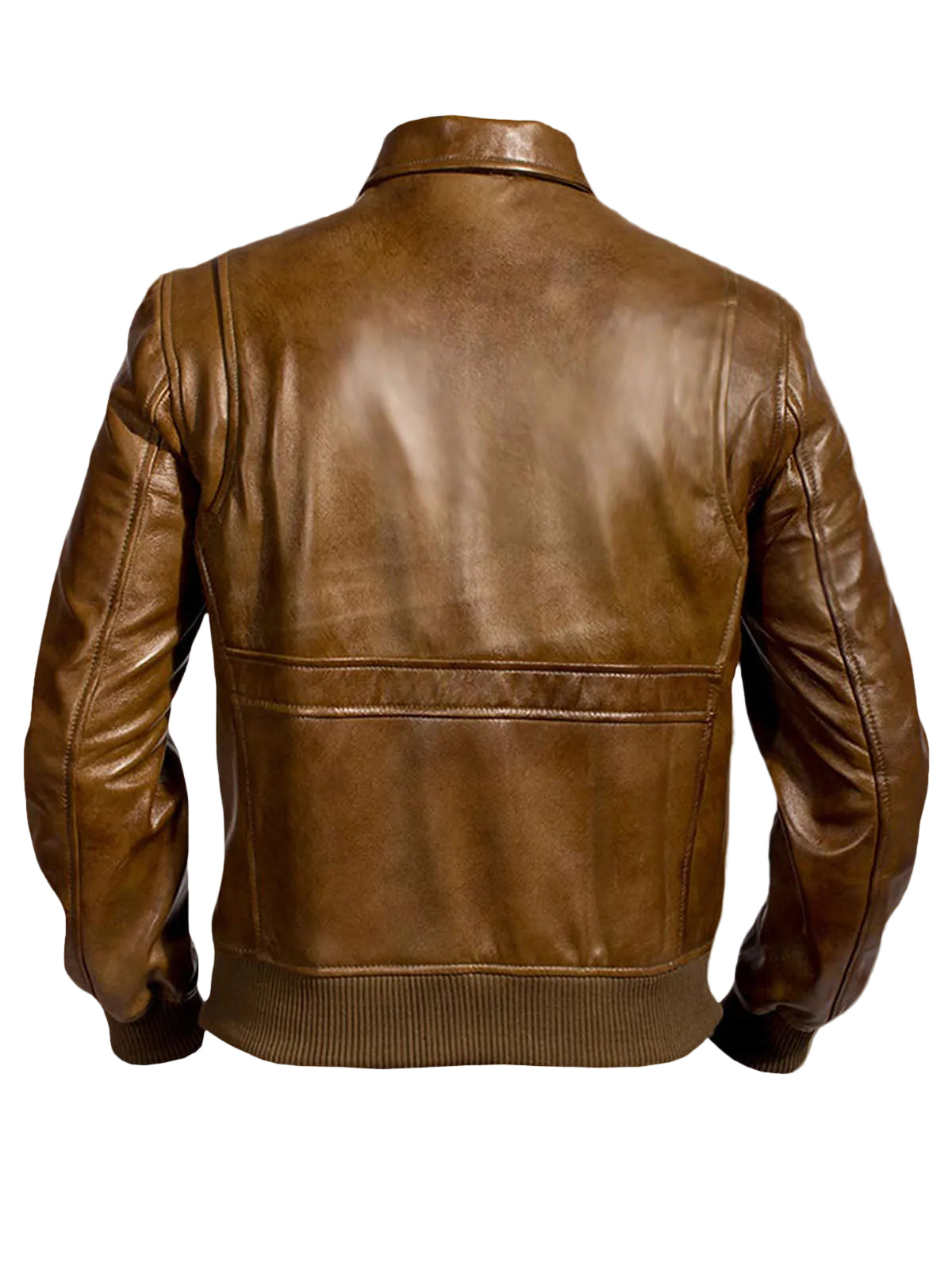 Brown pure leather zip jacket for men
