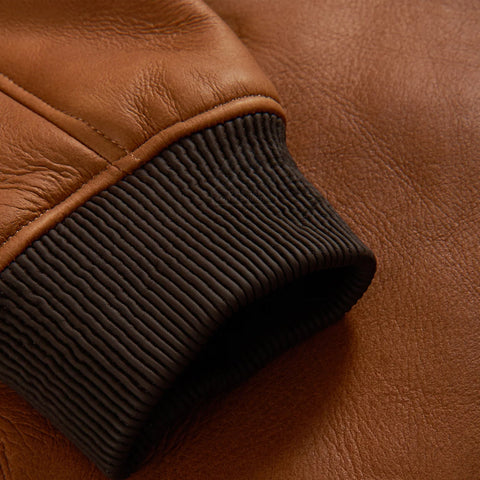 Brown shearling bomber jacket for men
