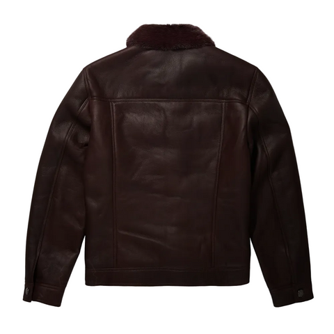 Brown shearling trucker jacket for men
