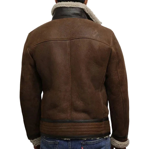 Brown sheepskin leather jacket for men

