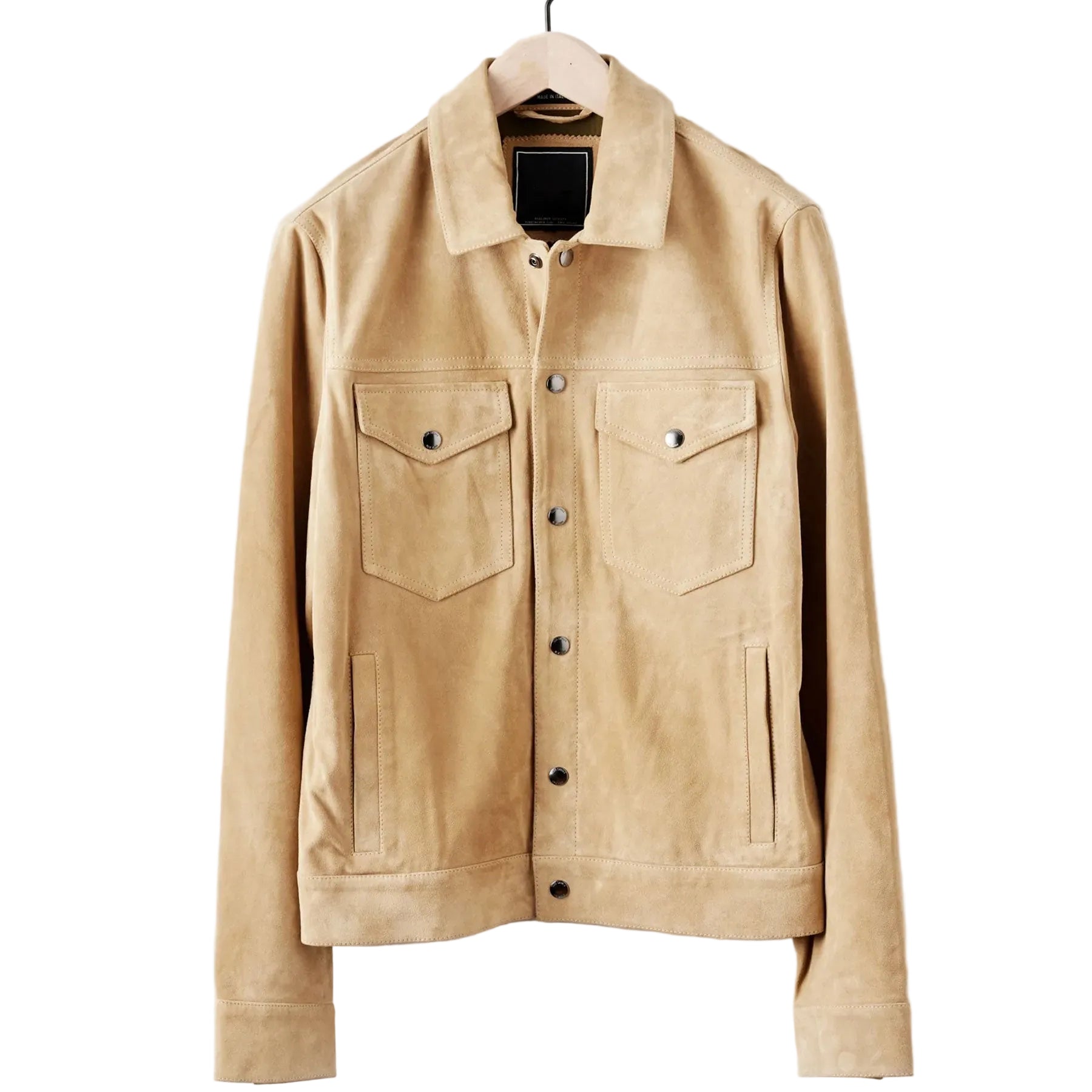 Brown suede bomber jacket for men with zip closure

